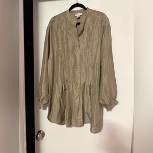 Adrian Jordan women’s blouse top grey 100% silk size 26/28 retro vintage 80s